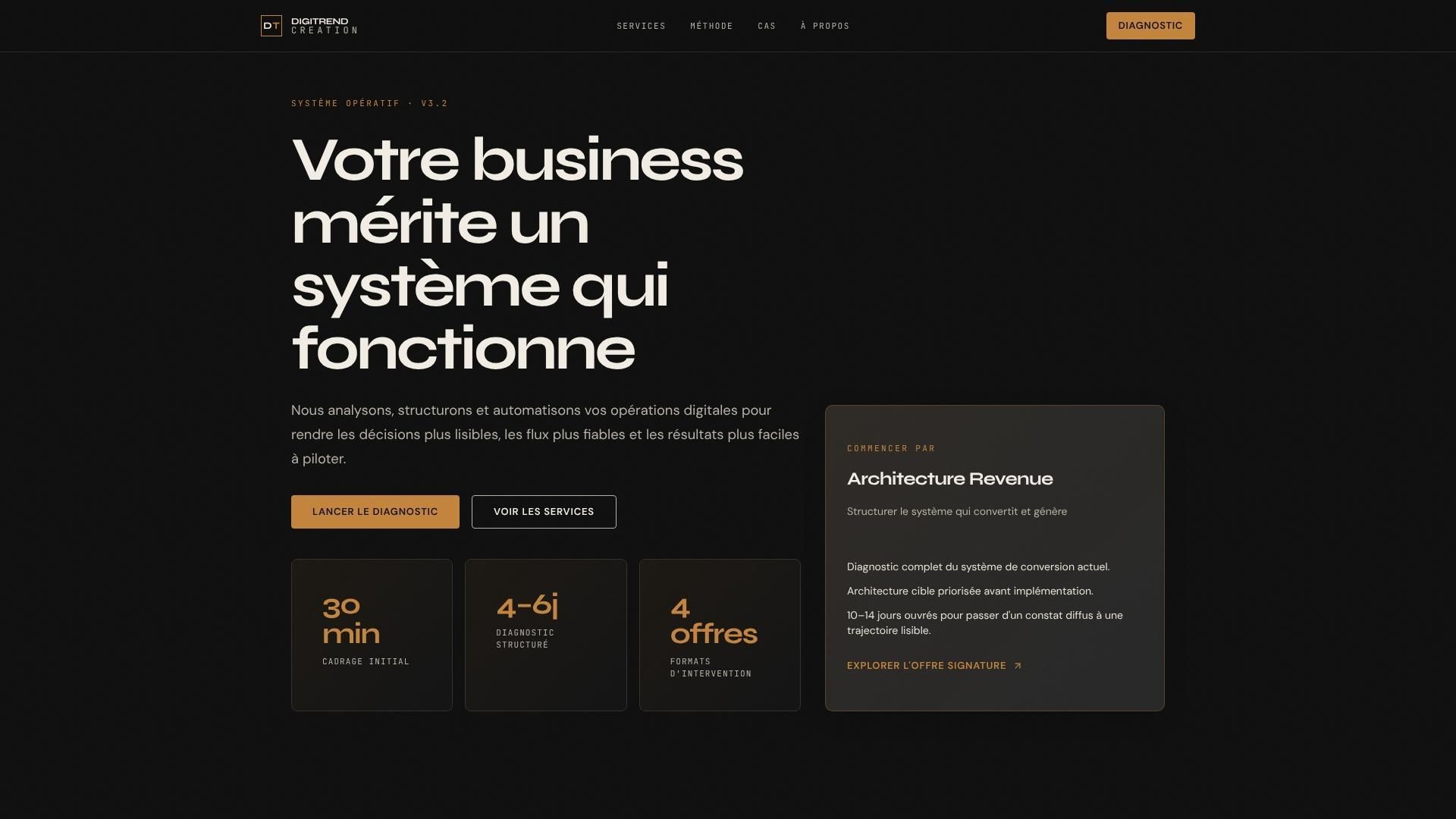 Aperçu de l'audit Landing Page DigiTrend