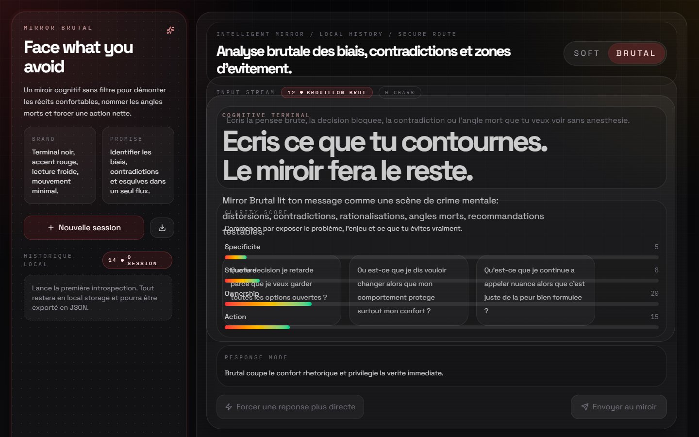 Capture de l'interface Mirror Brutal