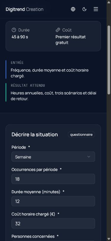 Capture mobile de l'outil AutoROI dans Decision Lab
